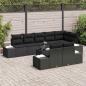 Preview: Garten Sofa Set Set aus 9 Schwarz Rattan mit Polyesterkissen