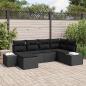 Preview: ARDEBO.de - Garten-Sofa-Set 6-teilig Schwarz Rattan, Polyester Garten-Ecksofa