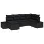 Preview: Garten-Sofa-Set 6-teilig Schwarz Rattan, Polyester Garten-Ecksofa
