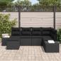 Preview: Garten-Sofa-Set 6-teilig Schwarz Rattan, Polyester Garten-Ecksofa