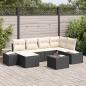 Preview: ARDEBO.de - Garten-Sofa-Set Set aus 7 Schwarz und Creme Rattan, Polyester