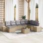 Preview: ARDEBO.de - Garten Sofa Set Set aus 9 Beige und Grau Rattan und Stoff
