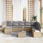 Preview: Garten Sofa Set Set aus 9 Beige und Grau Rattan und Stoff