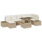 Preview: Garten-Sofa-Set 8-teilig Beige Rattan, Polyester, Glas Rechteckig