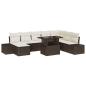 Preview: Garten-Sofa-Set 9 Teile Braun und Creme Rattan, Stoff