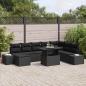 Preview: ARDEBO.de - Garten Sofa Set Set aus 9 Schwarz Rattan, Polyesterkissen