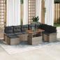 Preview: ARDEBO.de - Garten Sofa Set 9 Teile Grau Rattan Garten Esszimmer Set
