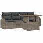 Preview: Garten Sofa Set Set aus 5 Grau Rattan Garten Sofas Rechteckig