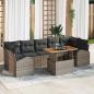 Preview: ARDEBO.de - Garten-Sofa-Set 8 Teile Grau, Braun Rattan, Polyester, Glas