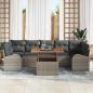 Preview: Garten-Sofa-Set 8 Teile Grau, Braun Rattan, Polyester, Glas