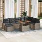 Preview: ARDEBO.de - Garten Sofa Set Set aus 9 Grau Rattan, Polyester, Stahl