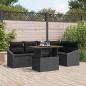 Preview: ARDEBO.de - Garten-Sofa-Set Set aus 6 Schwarz Poly-Rattan, Glas