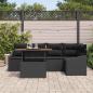 Preview: Garten-Sofa-Set Set aus 6 Schwarz Poly-Rattan, Glas