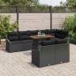 Preview: Garten Sofa Set 9-teilig Schwarz und Braun Rattan und Holz