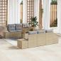 Preview: ARDEBO.de - Garten Sofa Set 7-teilig Beige Rattan Outdoor Tisch Rechteckig