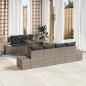 Preview: ARDEBO.de - Garten-Sofa-Set Set aus 8 Teilen Grau Rattan, Glas, Holz, Metall