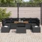 Preview: Garten-Sofaset Set aus 8 Schwarz und Naturholz