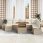Preview: Garten Sofa Set Set von 9 Beige Poly Rattan Garten Esszimmer Set
