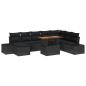 Preview: Garten-Sofa-Set Set aus 9 Schwarz Rattan