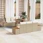 Preview: ARDEBO.de - Garten Sofa Set 7-teilig Beige Rattan Garten Essgruppe