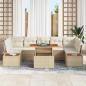 Preview: Gartensofa Set 8-teilig Beige und Creme Rattan, Polyesterkissen
