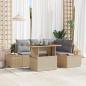 Preview: ARDEBO.de - Garten-Sofa-Set 5 Teile Beige und Grau Rattan und Polyesterkissen