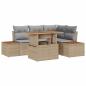 Preview: Garten-Sofa-Set 5 Teile Beige und Grau Rattan und Polyesterkissen