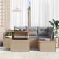 Preview: Garten-Sofa-Set 5 Teile Beige und Grau Rattan und Polyesterkissen