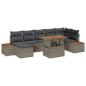Preview: ARDEBO.de - Garten Sofa Set 8-teilig Grau Rattan, Polyester Garten Essgruppe