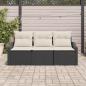 Preview: Garten-Sofa-Set 3-teilig Schwarz Rattan Outdoor-Sofa Rechteckig