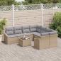 Preview: ARDEBO.de - Garten Sofa Set 9-teilig Beige, Grau Rattan, Polyester