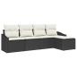 Preview: Garten Sofa Set 6-teilig Schwarz Rattan Outdoor Sofa Rechteckig
