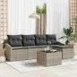 Preview: ARDEBO.de - Garten-Sofaset Set von 6 Beige Rattan Outdoor-Sofa Rechteckig