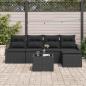 Preview: Garten-Sofa-Set 6 Teile Schwarz Rattan, Polyester, Stahl