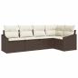 Preview: Garten Sofa Set Set von 5 Braun, Creme Rattan, Polyester