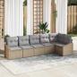 Preview: ARDEBO.de - Garten Sofa Set Set aus 6 Beige Rattan, Polyester Outdoor Sofa