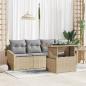 Preview: ARDEBO.de - Garten-Sofa-Set 5 Teile Beige, Grau Rattan, Polyester