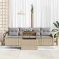 Preview: Garten-Sofa-Set 5 Teile Beige, Grau Rattan, Polyester