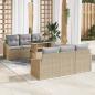 Preview: ARDEBO.de - Garten-Sofa-Set 7-teilig Beige und Grau Rattan, Stahlrahmen