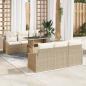 Preview: ARDEBO.de - Garten-Sofaset 7-teiliges Set Beige Poly-Rattan und Polyester