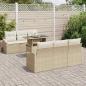 Preview: Garten-Sofaset 7-teiliges Set Beige Poly-Rattan und Polyester
