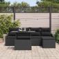 Preview: Garten Sofa Set 6-teilig Schwarz Rattan und Polyester Gartenmöbel