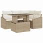 Preview: Garten-Sofa-Set 5-teilig Beige Poly-Rattan, Glas Garten-Ecksofa