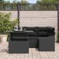 Preview: Garten-Sofa-Set 5 Teile Schwarz Rattan Garten Ecksofa