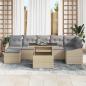 Preview: Garten-Sofa-Set Set aus 8 Beige und Grau Rattan und Stoff