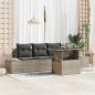 Preview: ARDEBO.de - Garten-Sofa-Set 5-teilig Grau Rattan, Polyester Garten-Sofa-Set