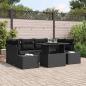 Preview: ARDEBO.de - Garten-Sofa-Set 7-teilig Schwarz Poly-Rattan, Glas