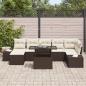 Preview: 8-teiliges Garten Sofa Set Braun Poly Rattan, Stoff, Stahl