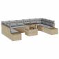 Preview: Garten-Sofa-Set 11 Teile Beige, Grau Rattan, Polyester