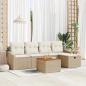Preview: ARDEBO.de - Garten-Sofa-Set 6 Teile Beige, Weiß Rattan Outdoor Sofa